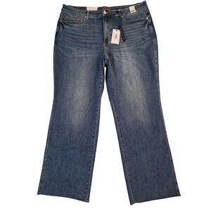 Judy Blue Jeans Womens 22W Blue Denim Straight Fit Stretch High Rise Raw Hem NWT